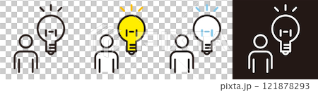 Icons for when an idea strikes. Vector material used in business situations and when coming up with a solution. Icons for when an idea strikes. Vector material used in business situations and when coming up with a solution. 121878293