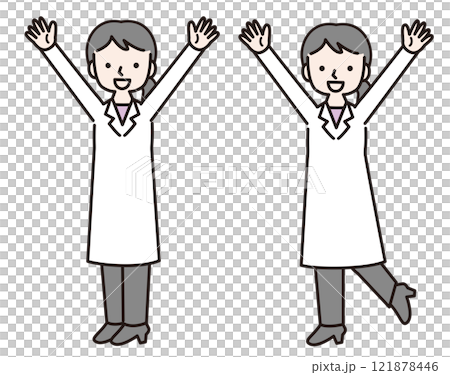 一個穿著白大褂的女人驚呼(全身):插畫素材 一個穿著白大褂的女人驚呼(全身):插畫素材 121878446
