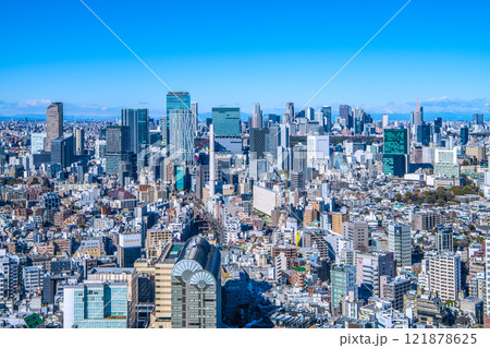 日本の東京都市景観 山々が見える新風景。渋谷やアクシュ、E259、歌舞伎町、男体山などを望む＝11日 121878625