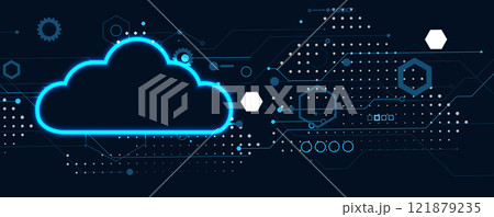 Abstract technology background with cloud and circuit  concept 121879235