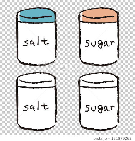 ペンで描いた風塩と砂糖 ペンで描いた風塩と砂糖 121879262