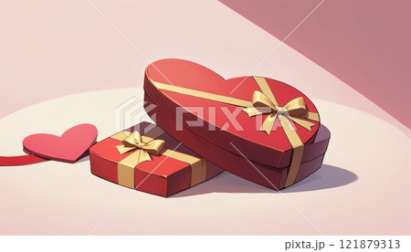 horizontal illustration anime style of a gift box with red hearts around it to represent love and romance for valentine's day horizontal illustration anime style of a gift box with red hearts around it to represent love and romance for valentine's day 121879313