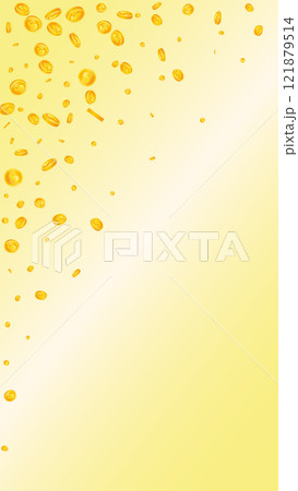 American dollar coins falling. Scattered gold USD coins. USA money. Great business success concept. Vector illustration. 121879514
