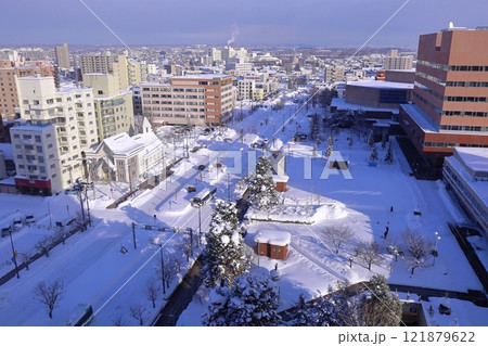 《北海道》旭川市街地の風景 雪景色 《北海道》旭川市街地の風景 雪景色 121879622