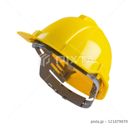Yellow safety construction helmet isolated on white background Yellow safety construction helmet isolated on white background 121879970