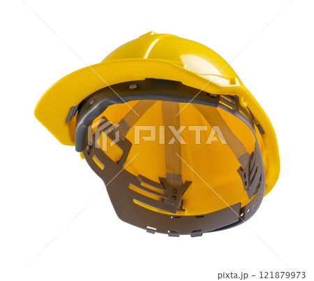 Yellow safety construction helmet isolated on white background Yellow safety construction helmet isolated on white background 121879973