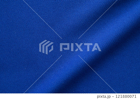 Blue sports clothing fabric football shirt jersey texture Blue sports clothing fabric football shirt jersey texture 121880071