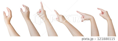 Woman hand gesture set isolated on white background Woman hand gesture set isolated on white background 121880115