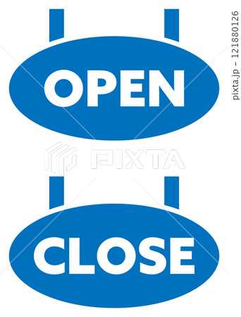OPENとCLOSEのアイコン 青 OPENとCLOSEのアイコン 青 121880126