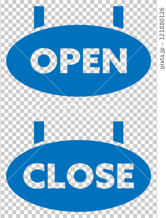 OPENとCLOSEのアイコン 青 OPENとCLOSEのアイコン 青 121880126