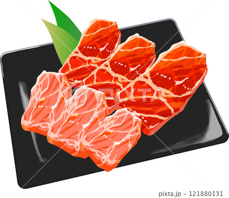 皿に並べられたカルビ_国産牛肉イラスト 121880131