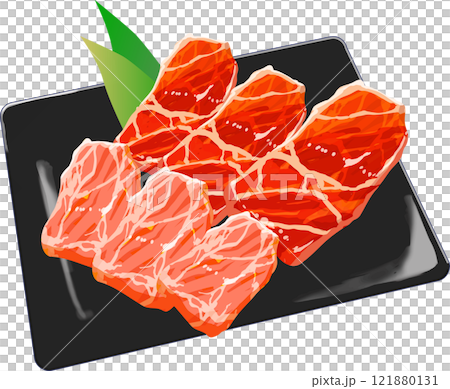 皿に並べられたカルビ_国産牛肉イラスト 121880131