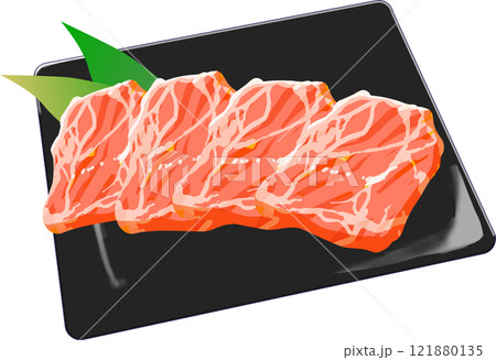 皿に並べられた牛肉 121880135