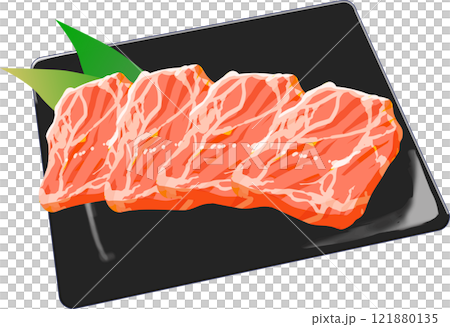 皿に並べられた牛肉 121880135