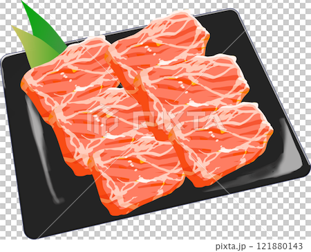 國產日本黑牛肉生肉排列在盤子上 121880143