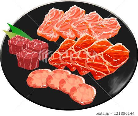 数種類の牛肉のベクターイラスト 121880144