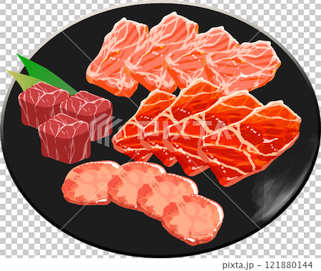 数種類の牛肉のベクターイラスト 121880144