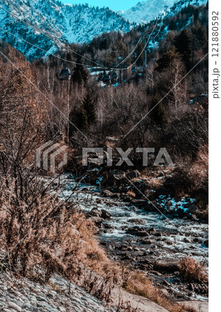 Mountains winter resort 121880592