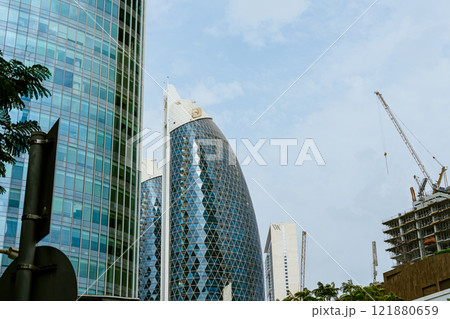 Modern building Glass facade steel pattern Architecture details 121880659