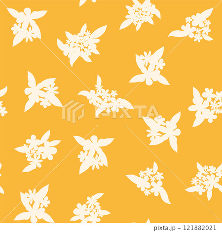 Decorative seamless vintage pattern in classic style with flowers and branches. Silhouettes of flowers, Two-color ornament in pastel colors, wedding Decorative seamless vintage pattern in classic style with flowers and branches. Silhouettes of flowers, Two-color ornament in pastel colors, wedding 121882021