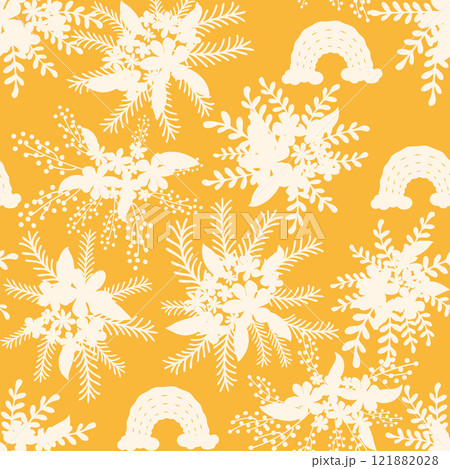 Decorative seamless vintage pattern in classic style with flowers and branches. Silhouettes of flowers, Two-color ornament in pastel colors, wedding Decorative seamless vintage pattern in classic style with flowers and branches. Silhouettes of flowers, Two-color ornament in pastel colors, wedding 121882028