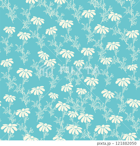 bicolor contour silhouette seamless pattern with flowers and leaves. Abstract floral spring, summer pastel pattern. bicolor contour silhouette seamless pattern with flowers and leaves. Abstract floral spring, summer pastel pattern. 121882050