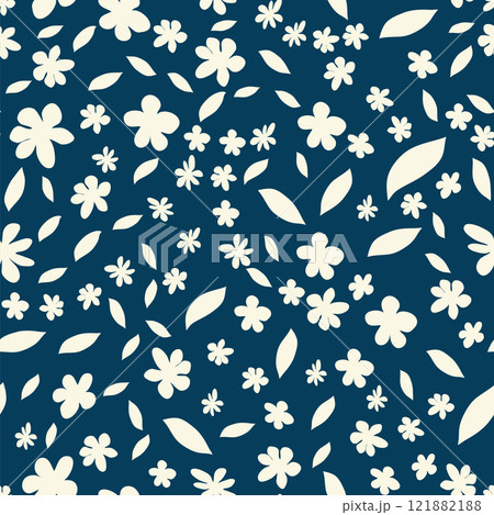 Decorative seamless vintage pattern in classic style with flowers and branches. Silhouettes of flowers, Two-color ornament in pastel colors, wedding 121882188