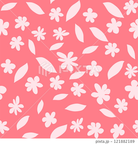 Decorative seamless vintage pattern in classic style with flowers and branches. Silhouettes of flowers, Two-color ornament in pastel colors, wedding 121882189