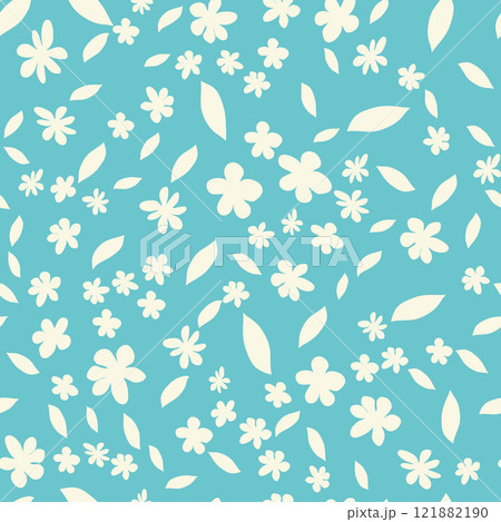 Decorative seamless vintage pattern in classic style with flowers and branches. Silhouettes of flowers, Two-color ornament in pastel colors, wedding 121882190