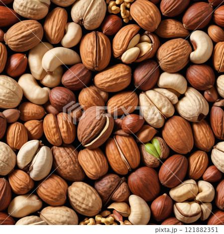 たくさんの多種類のナッツ たくさんの多種類のナッツ 121882351