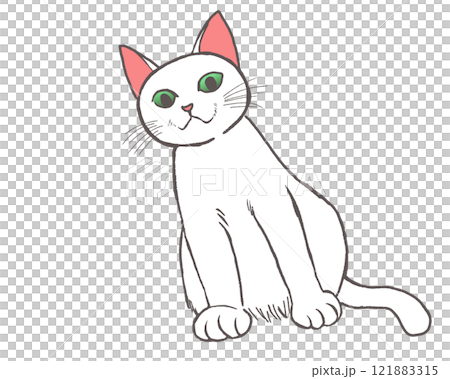 一隻白貓驕傲地低下頭 一隻白貓驕傲地低下頭 121883315