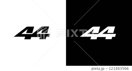 Minimalist Black and White Graphic with Bold Number 44 Design Minimalist Black and White Graphic with Bold Number 44 Design 121883566