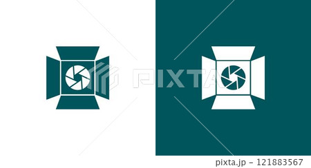 Minimalist Camera Blades Logo in White and Teal Squares Minimalist Camera Blades Logo in White and Teal Squares 121883567