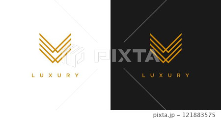 Modern Luxury Brand WW Logo Design with Gold Chevron Elements Modern Luxury Brand WW Logo Design with Gold Chevron Elements 121883575