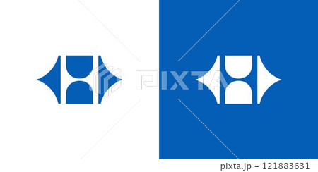 Abstract Blue and White Geometric H Logo Design on Separate Background Abstract Blue and White Geometric H Logo Design on Separate Background 121883631