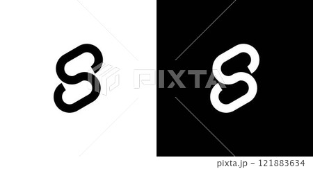 Black and White Bold Linked S Logo Design on Contrast Background 121883634