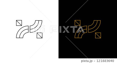 Minimalist Geometric H Logo Design with Contrasting Black and White Background 121883640
