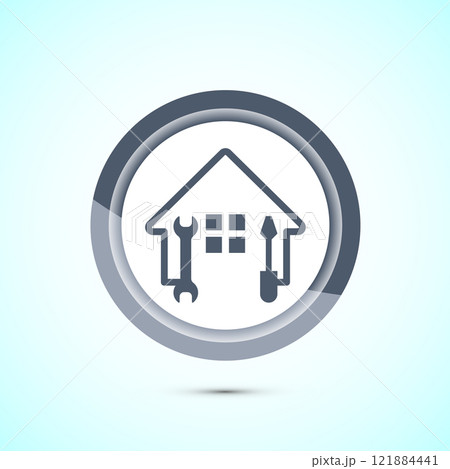House repair icon design illustration. Home remodeling, repair or maintenance sign. Button design House repair icon design illustration. Home remodeling, repair or maintenance sign. Button design 121884441