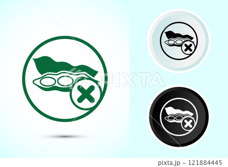 Soy or soya free icon design illustration. Soy allergen free product food sign Soy or soya free icon design illustration. Soy allergen free product food sign 121884445