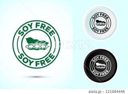 Soy or soya free icon design illustration. Soy allergen free product food sign Soy or soya free icon design illustration. Soy allergen free product food sign 121884446