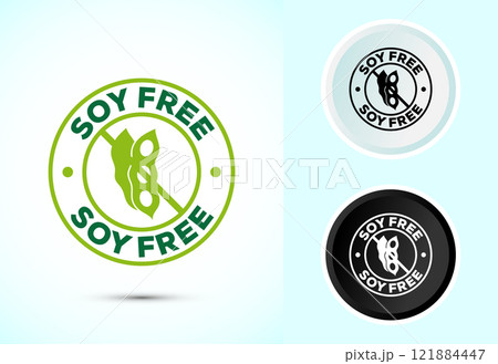 Soy or soya free icon design illustration. Soy allergen free product food sign 121884447