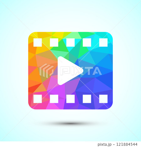 Video icon design illustration. camera icon, video camera symbol, movie sign low poly style 121884544