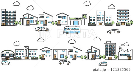 シンプルな街並みのイラスト 121885563