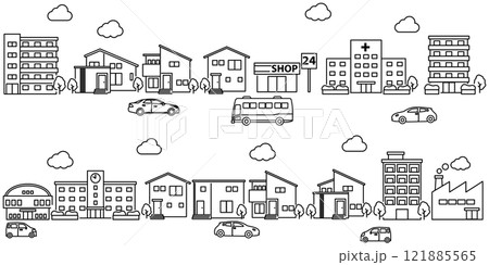 シンプルな街並みのイラスト 121885565