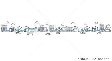 シンプルな街並みのイラスト シンプルな街並みのイラスト 121885567