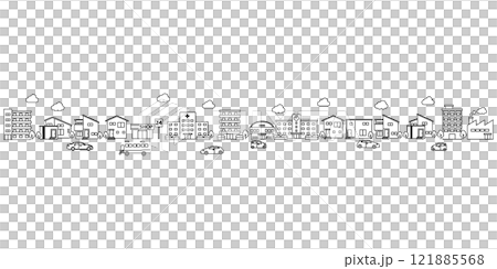シンプルな街並みのイラスト 121885568