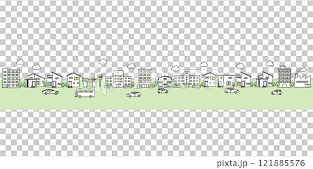シンプルな街並みのイラスト 121885576