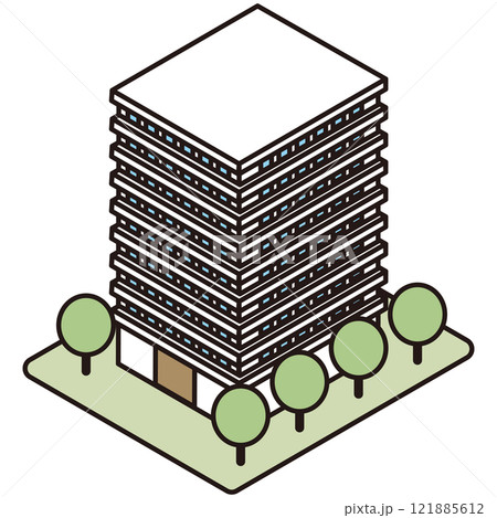 立体的なマンションのイラスト 立体的なマンションのイラスト 121885612