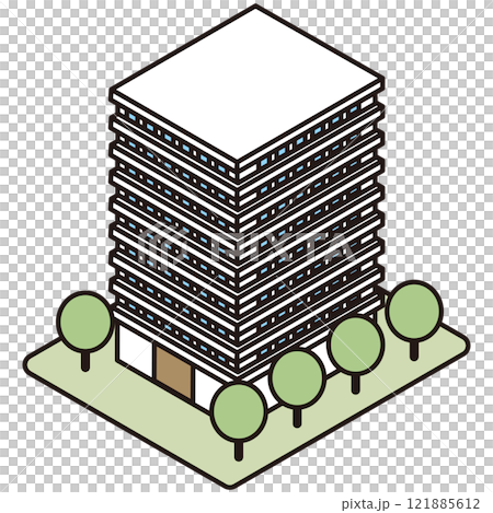 立体的なマンションのイラスト 立体的なマンションのイラスト 121885612