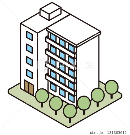 立体的なマンションのイラスト 121885613